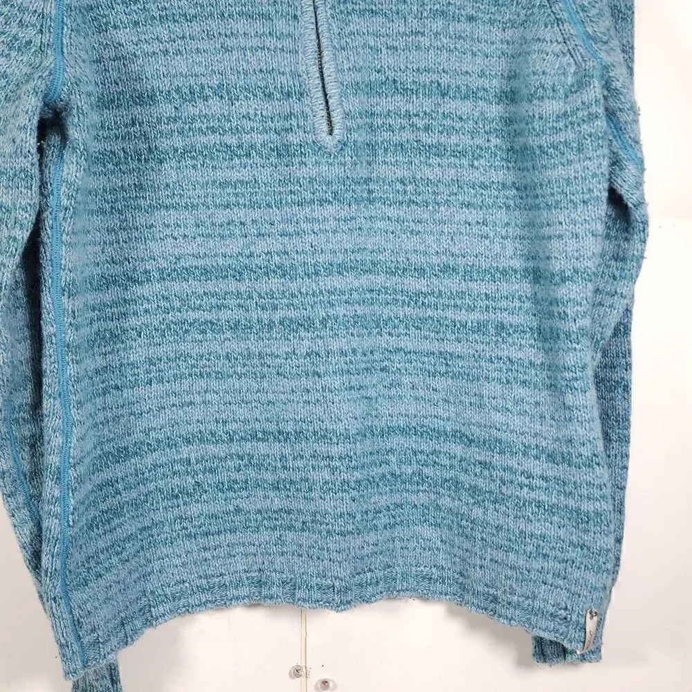 Woolrich Women's Sz M Blue Ramie Cotton Wool Blend Knit 1/4 Zip Sweater Pullover - Picture 3 of 10